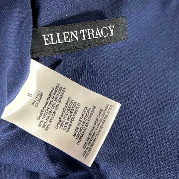 ELLEN TRACY womens Navy Blue sea shells One Piece Ruched Swimsuit Sea size 8 NWT - Picture 4 of 6